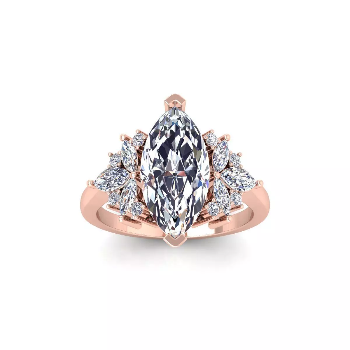Marquise Diamond Ring 3d Model and Render 3D print model