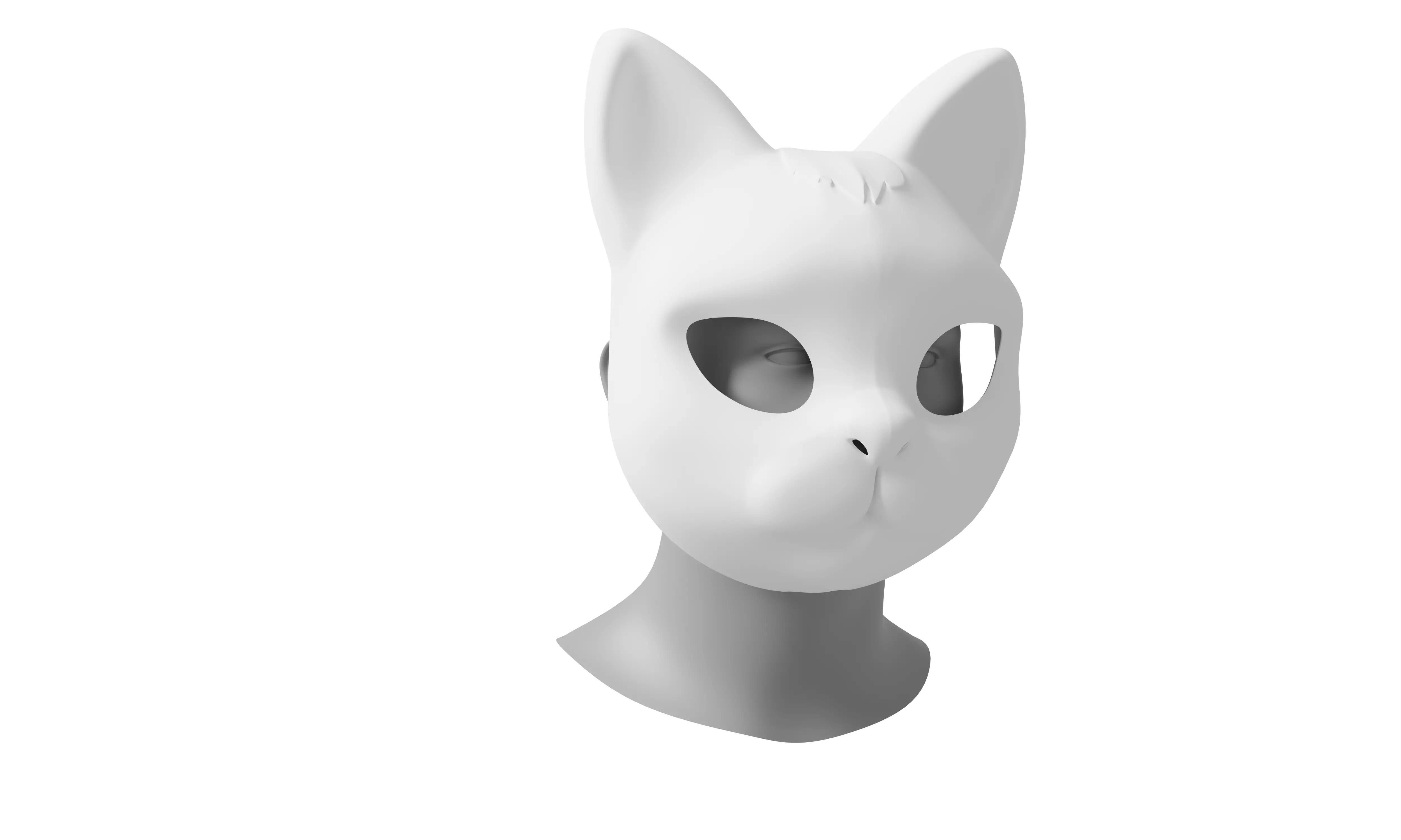 Minimalist Cat Mask with Color Character 3D model Low-poly Low-poly 3D model