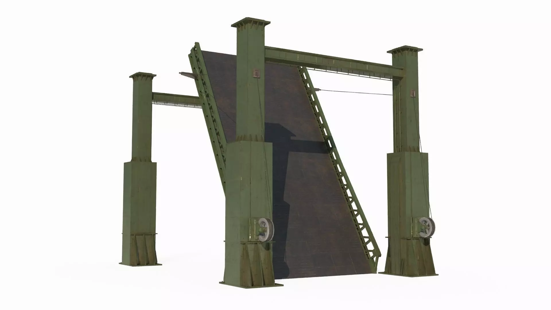 Modern architectural steel suspension bridge 3D model
