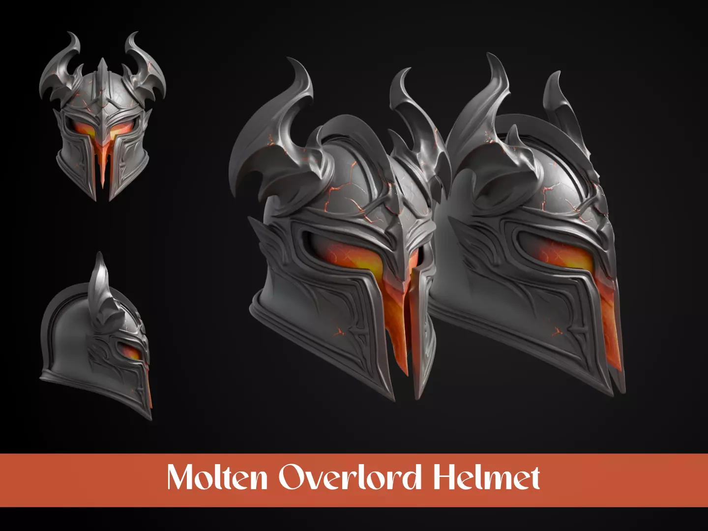 Stylized Inferno Helmet - Molten Overlord 3D print model