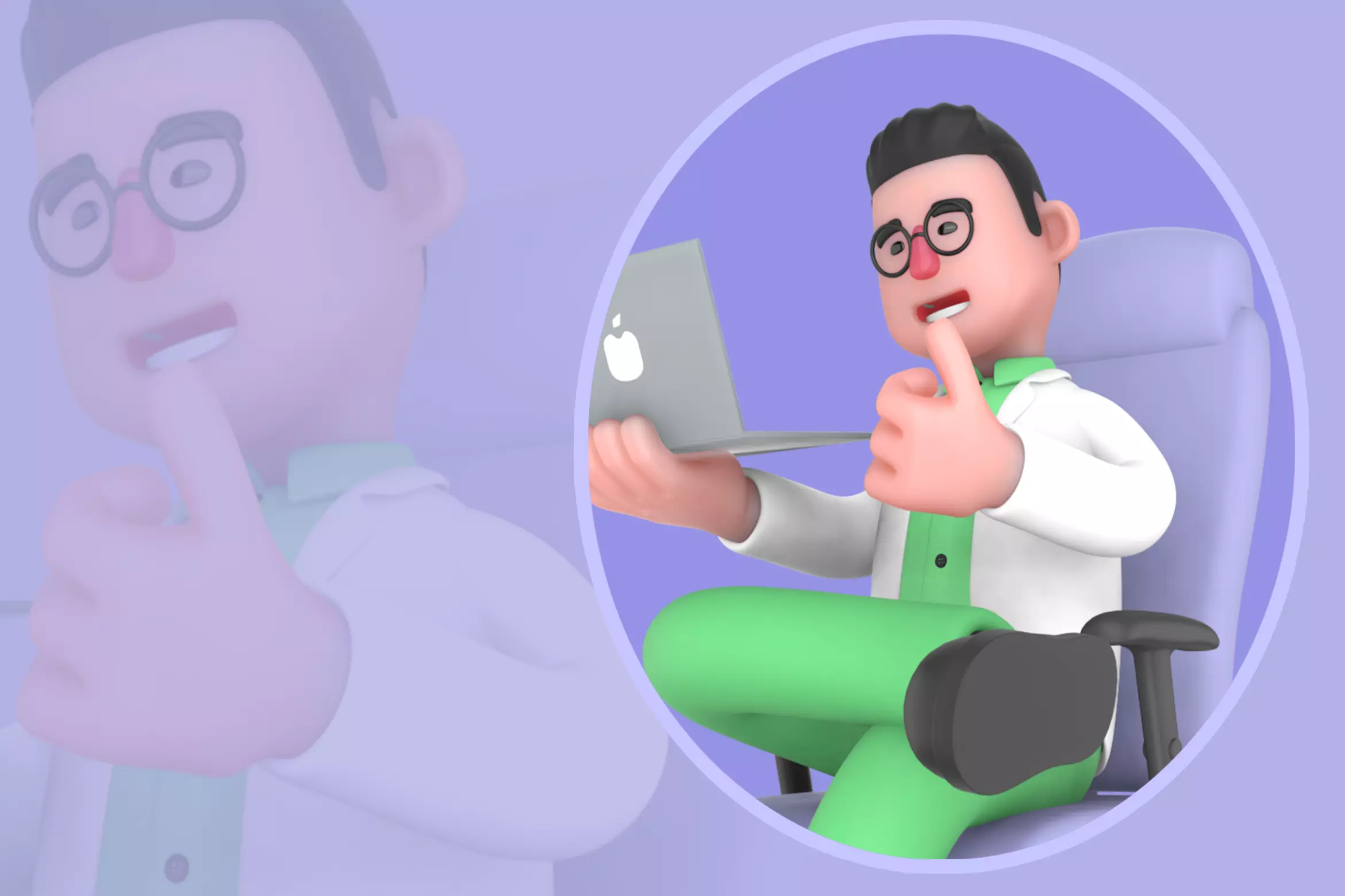 Stylized 3D Biologist Character - Cartoon Scientist with Laptop 3D model