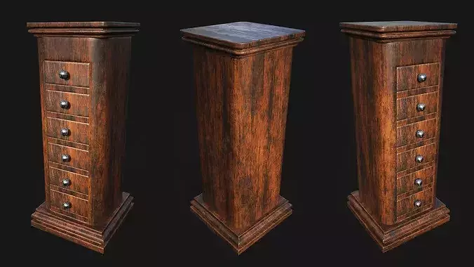 wooden almirah game ready 10 in one Low-poly 3D model 3