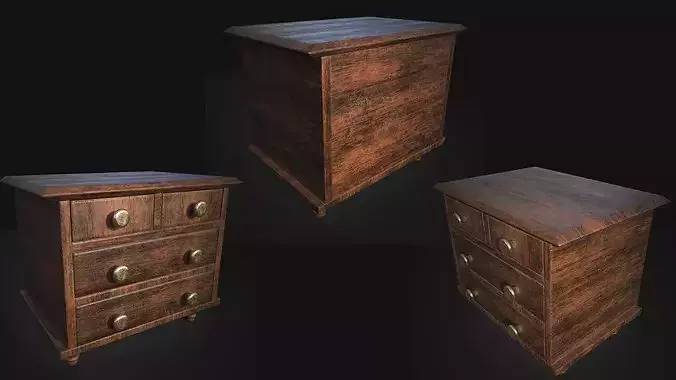 wooden almirah game ready 10 in one Low-poly 3D model 2