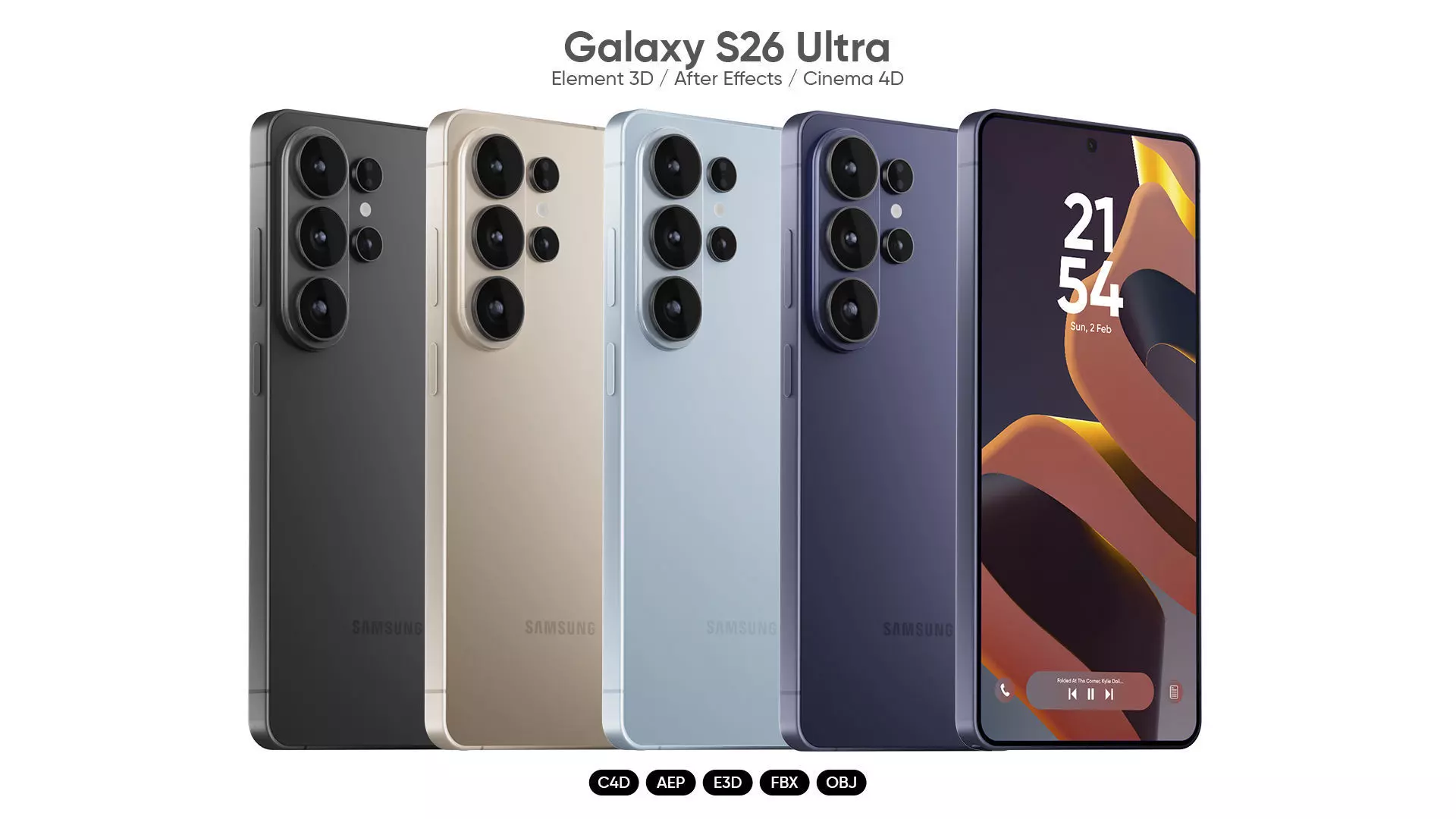 Galaxy S26 Ultra 3D Model for Element 3D And Cinema 4D 3D model