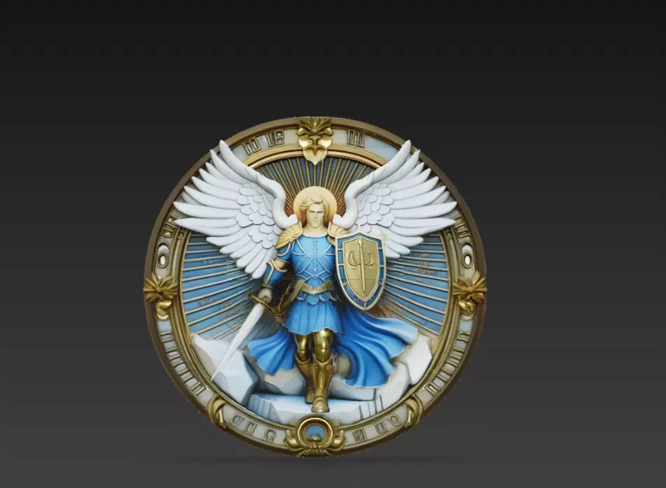 Saint Michael Archangel Relief Medallion 3D print model
