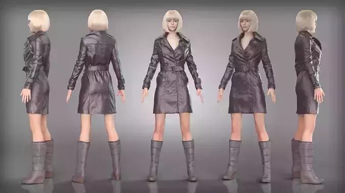 Leather Trench and Quilted Boots