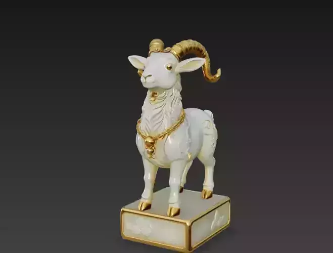 Decorative Porcelain Style Ram Statue