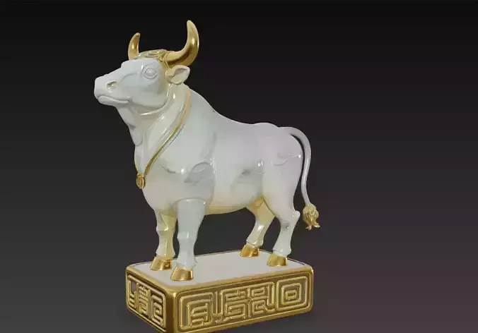 Decorative Porcelain Style Bull Statue