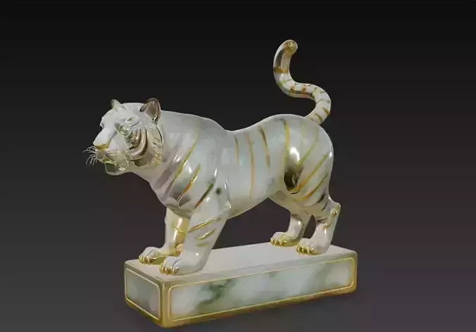 Decorative Porcelain Style Tiger Statue