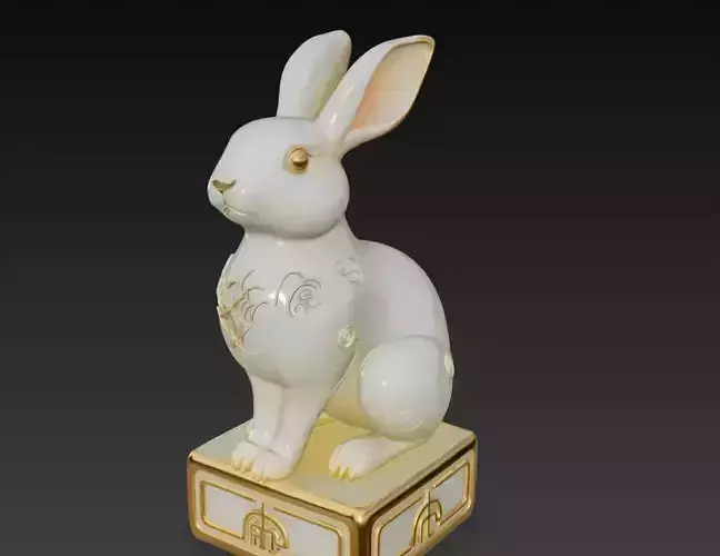 Decorative Rabbit Porcelain Style Statue