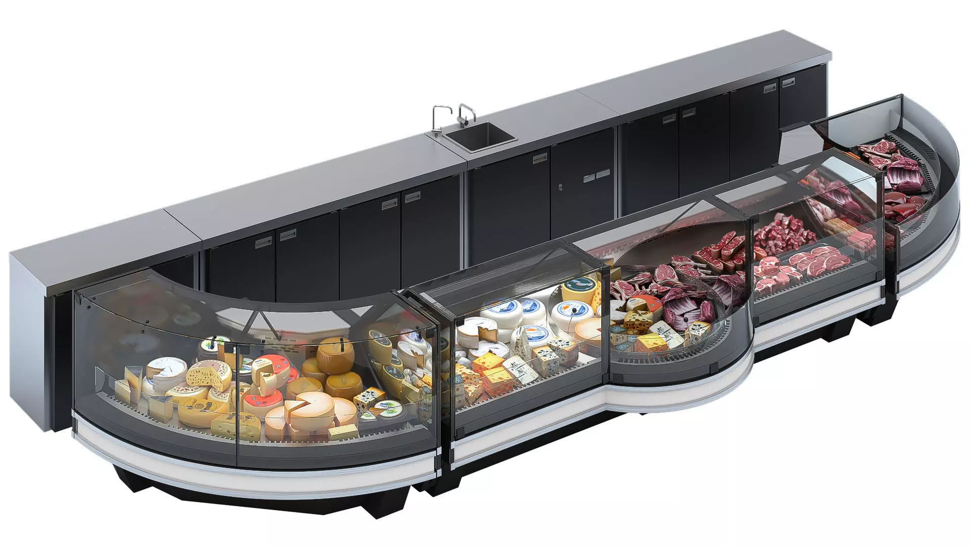 Set of Store Display Cases Low-poly 3D model