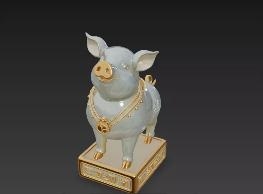 Decorative Lucky Pig Porcelain Style Statue 3D print model