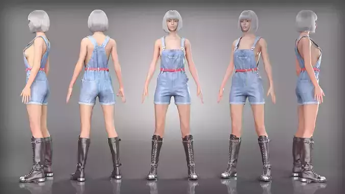 Denim Overalls and Studded Boots Outfit