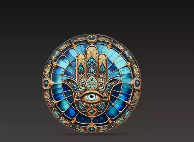 Sacred Hamsa Hand Eye Protection Medallion