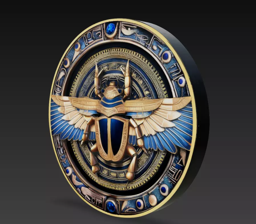 Egyptian Winged Scarab Decorative Relief 3D print model