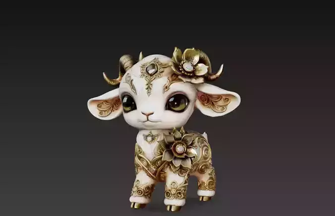 Ornamental Fantasy Goat Decorative Sculpture