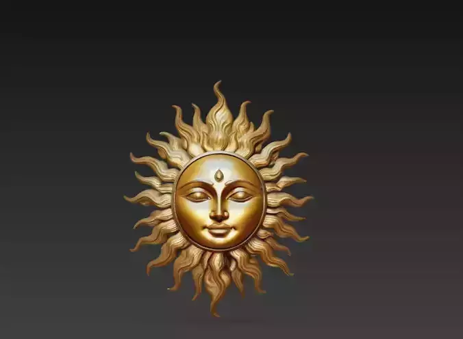 Celestial Sun Face Decorative Relief