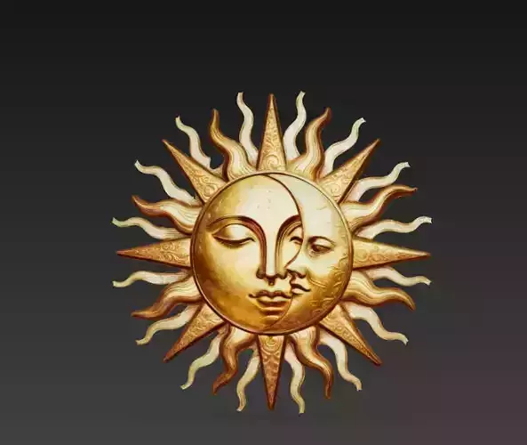 Sun Moon Celestial Decorative Relief