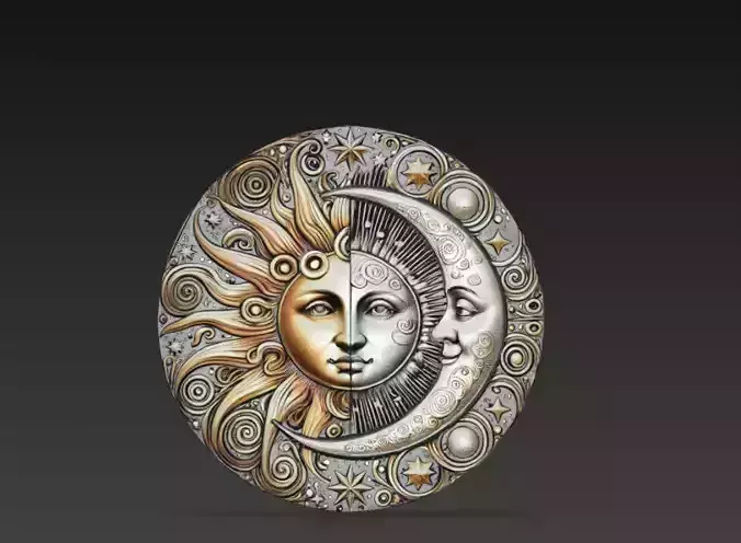 Celestial Sun Moon Decorative Relief