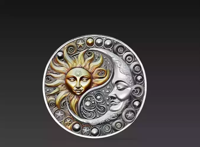 Sun and Moon Yin Yang Decorative Relief