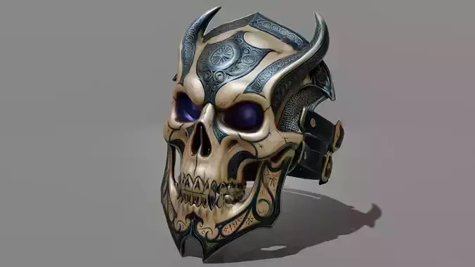 DVL3DStudio Skull Face Shield Low Poly Dark Tactical Game Ready