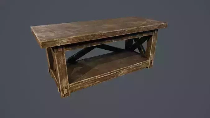 Wooden Table Old PBR V1