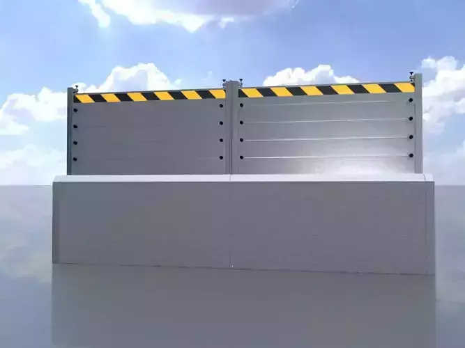 Aluminum flood protection wall with concrete foundation 2m x 4m