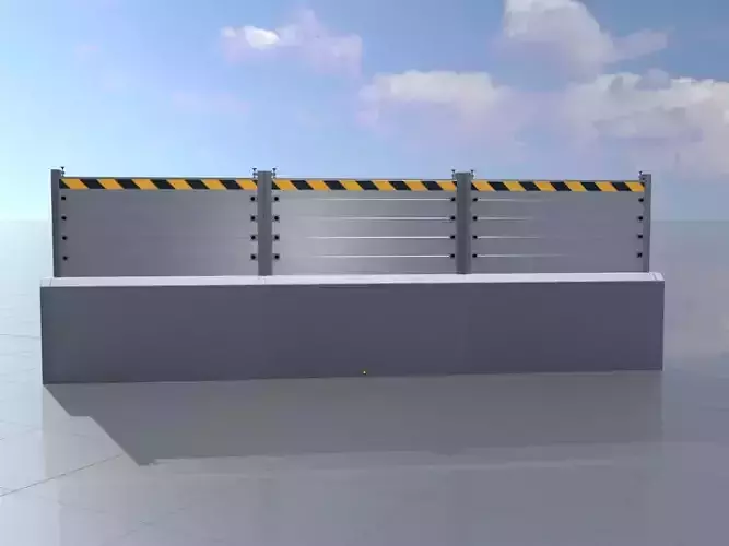 Aluminum flood protection wall with concrete foundation 2m x 6m