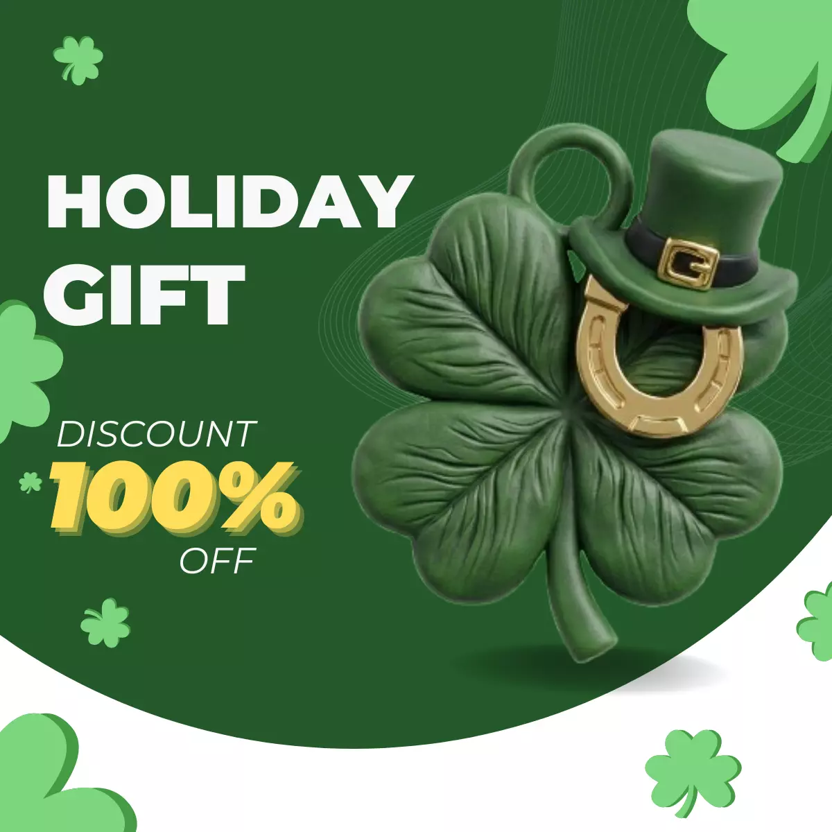 Clover with Leprechaun Hat Saint Patrick Free 3D print model