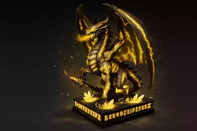 Thunder Rune Dragon High Quality Fantasy 3D Model