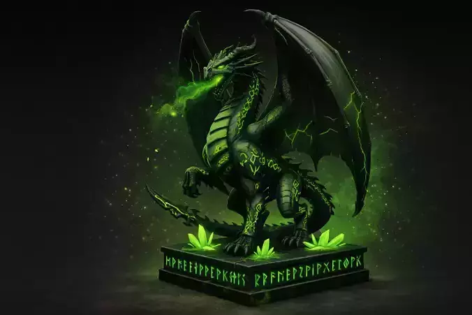 Shadow Rune Dragon Dark Fantasy 3D Model