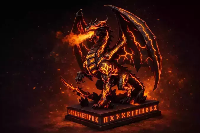 Inferno Rune Dragon Volcanic Fantasy Dragon Statue