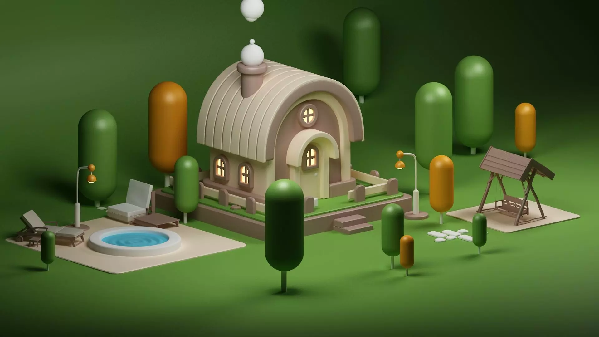 Stylized Cartoon House 3D model