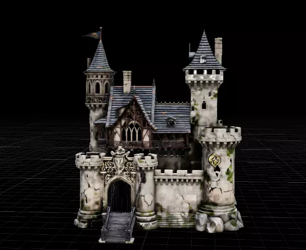 Stylized Medieval Fantasy Castle 3D Model Castle Environment Low-poly 3D model