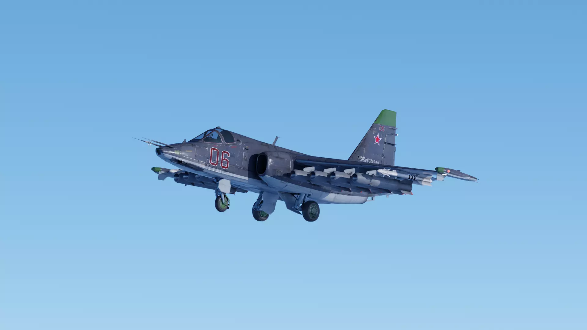 SU-25 Frogfoot with weapons fully-rigged and animated Low-poly 3D model