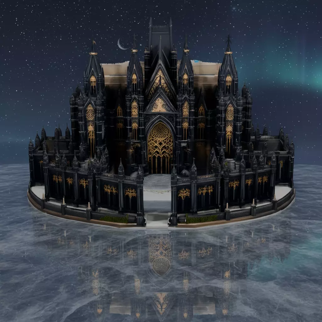 Dark Medieval Castle Fortress Black Fantasy Stronghold 3D Model Low-poly 3D model