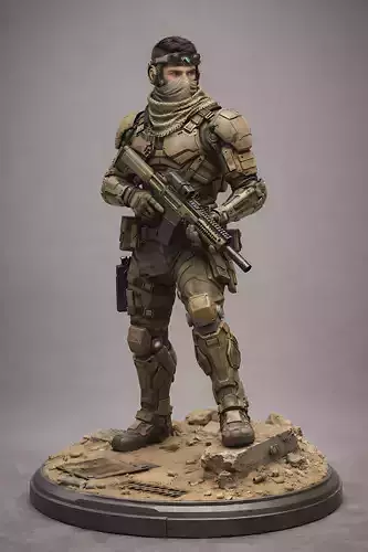 Desert Phantom Operator Modern Tactical Soldier STL Model 