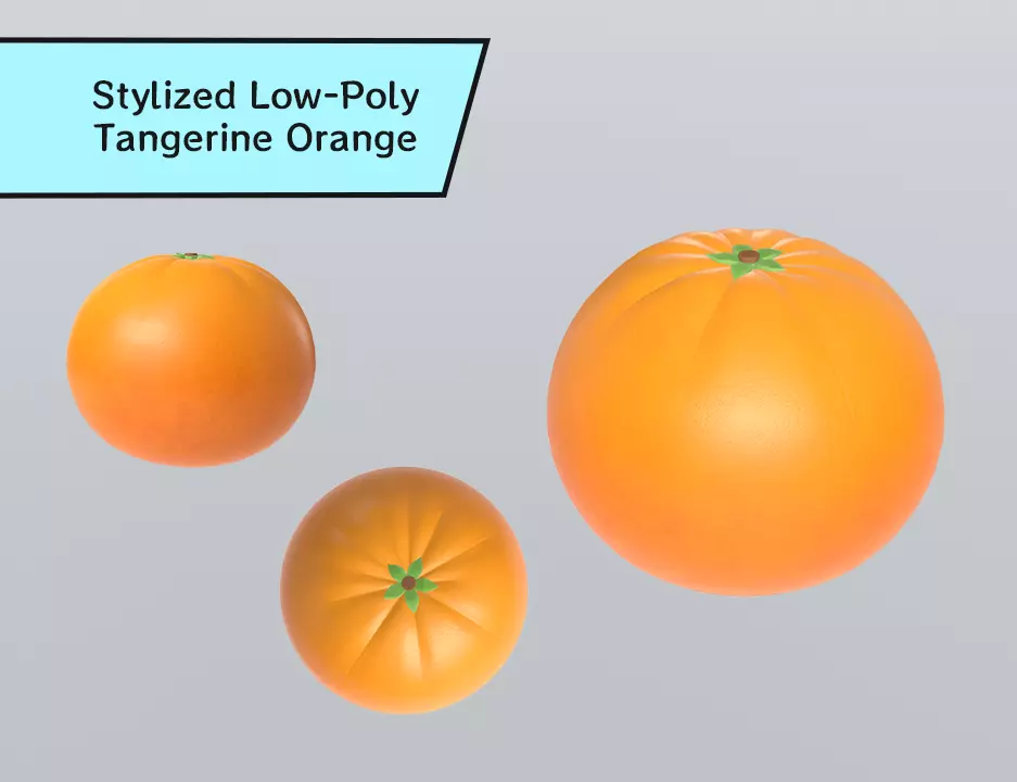 Stylized Low-Poly Tangerine Orange Low-poly 3D model