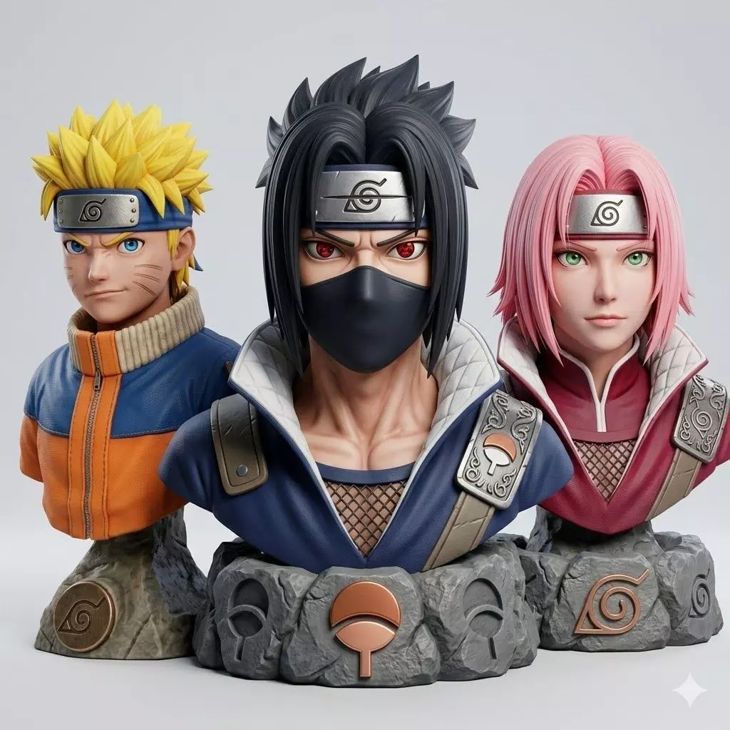 Team 7 Pack Naruto Sasuke and Sakura STL Files 3D print model