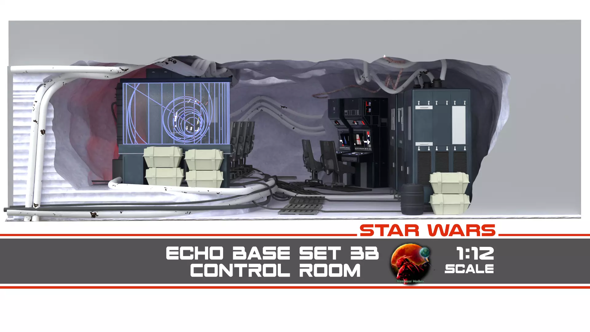 Set 3b Echo Base Control Room Ice side 1-12 scale Blackseries 3D print model