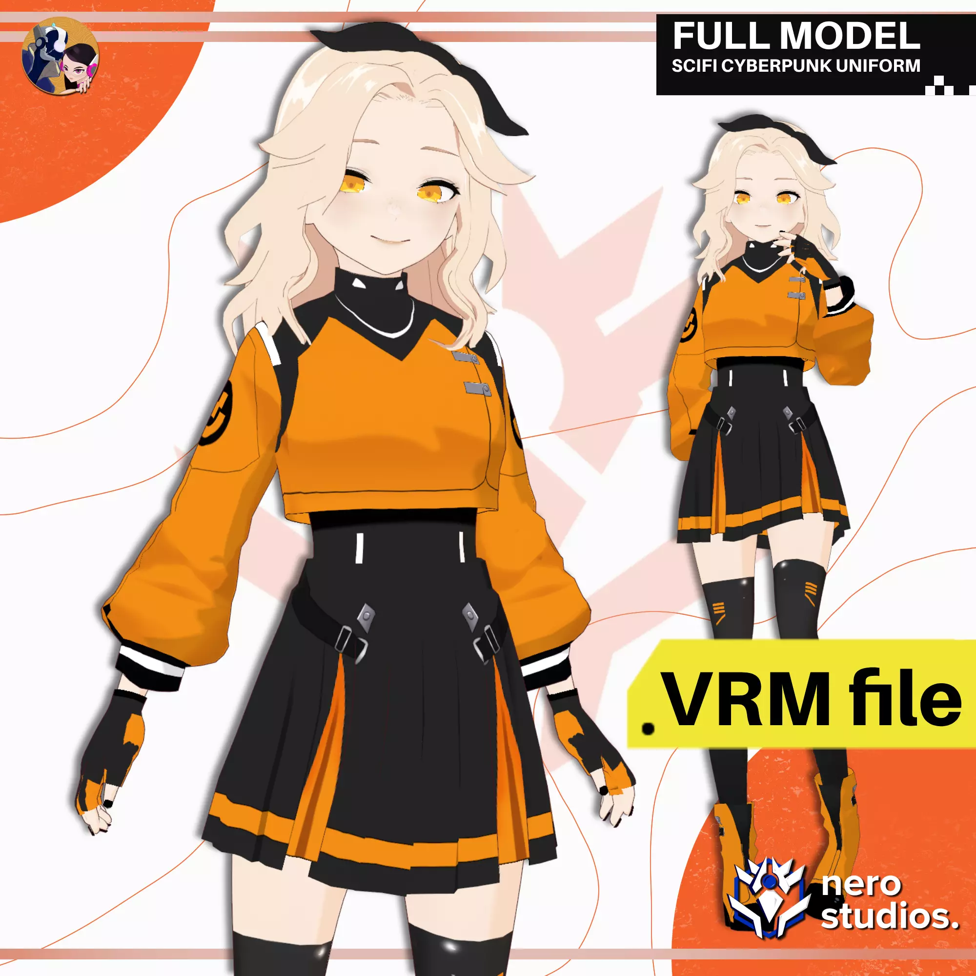 VRM SCIFI CYBERPUNK UNIFORM ORANGE MODERN NEO FUTURITIC 3D model