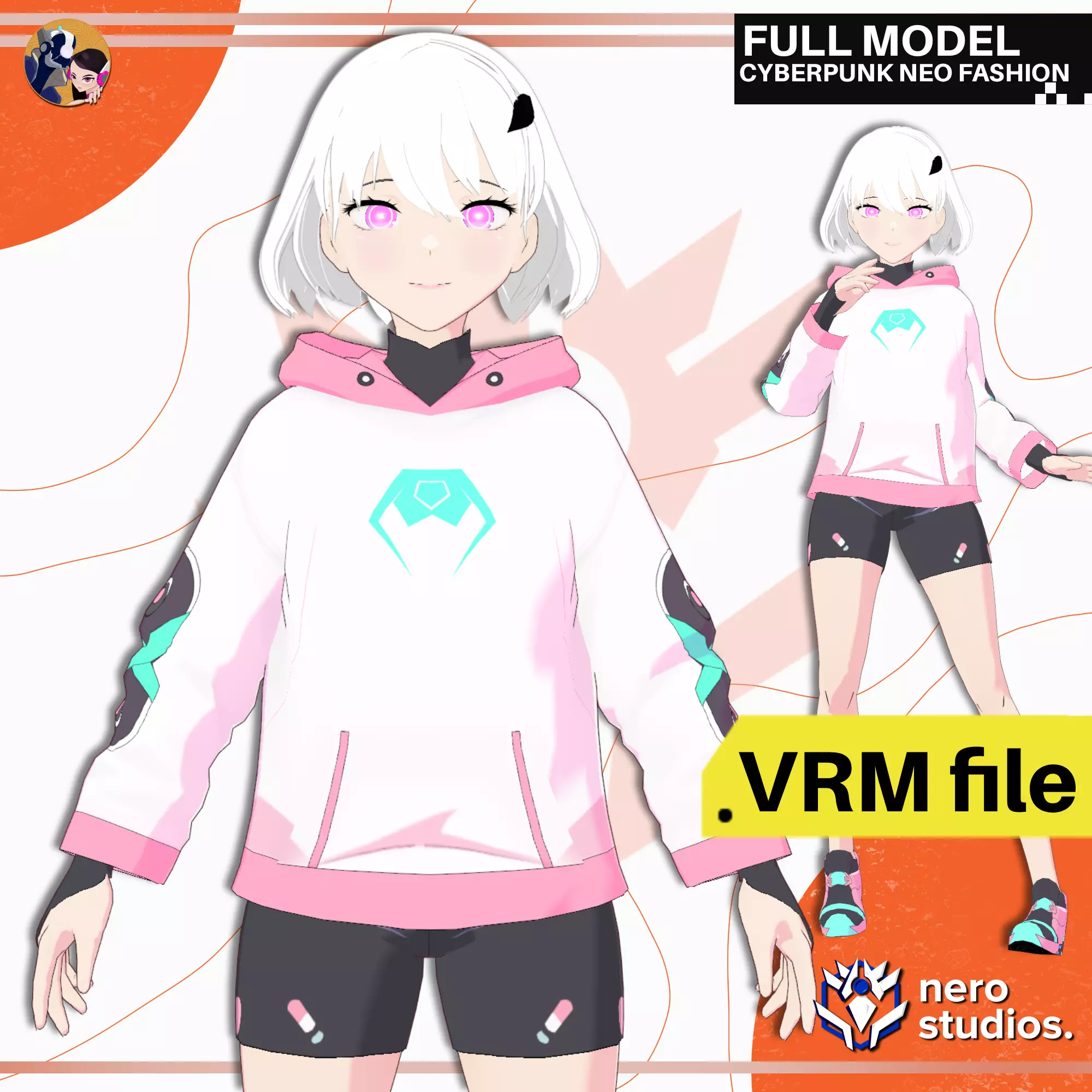 VRM CYBERPUNK NEO FASHION HOODIE MODERN SPORT FIT GIRL 3D model