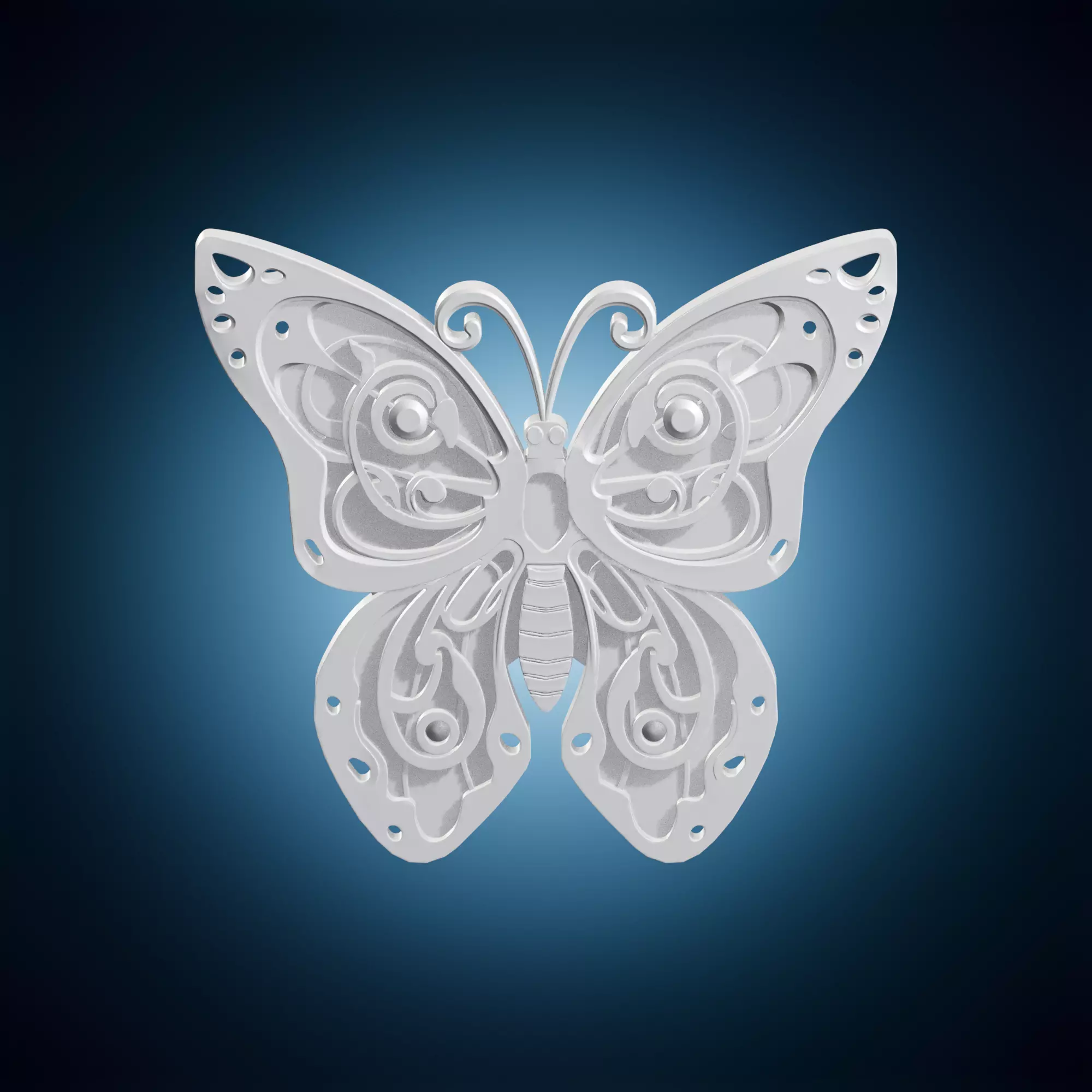 Ornate Butterfly Pattern 3D Art Sculpture 3D model 3D printable | CGTrader