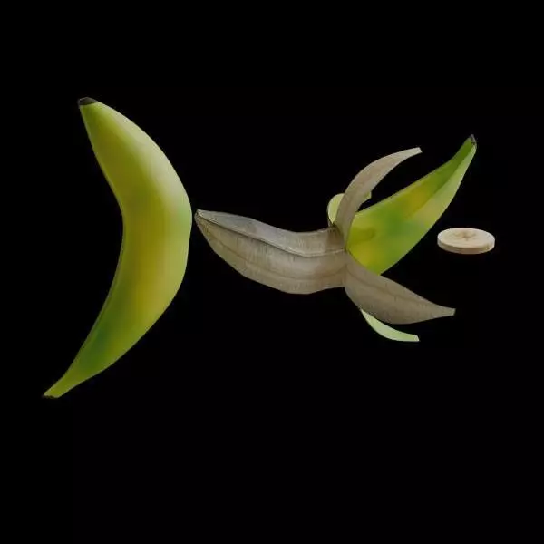 Fruit Bananas and banana without peel Low-poly 3D model