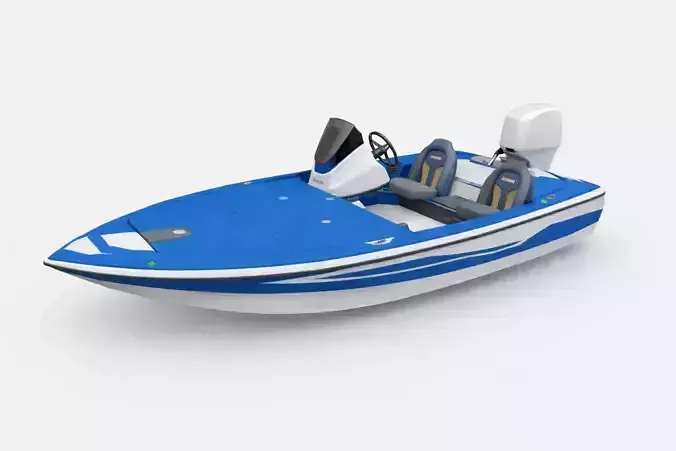 Generic Bass Boat Low Poly Fishing Boat Watercraft
