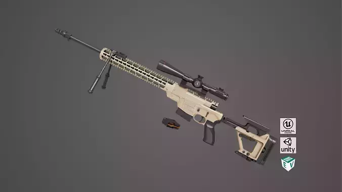 Sniper Rifle 04 Sandal Rigged All PBR Unity UE Textures