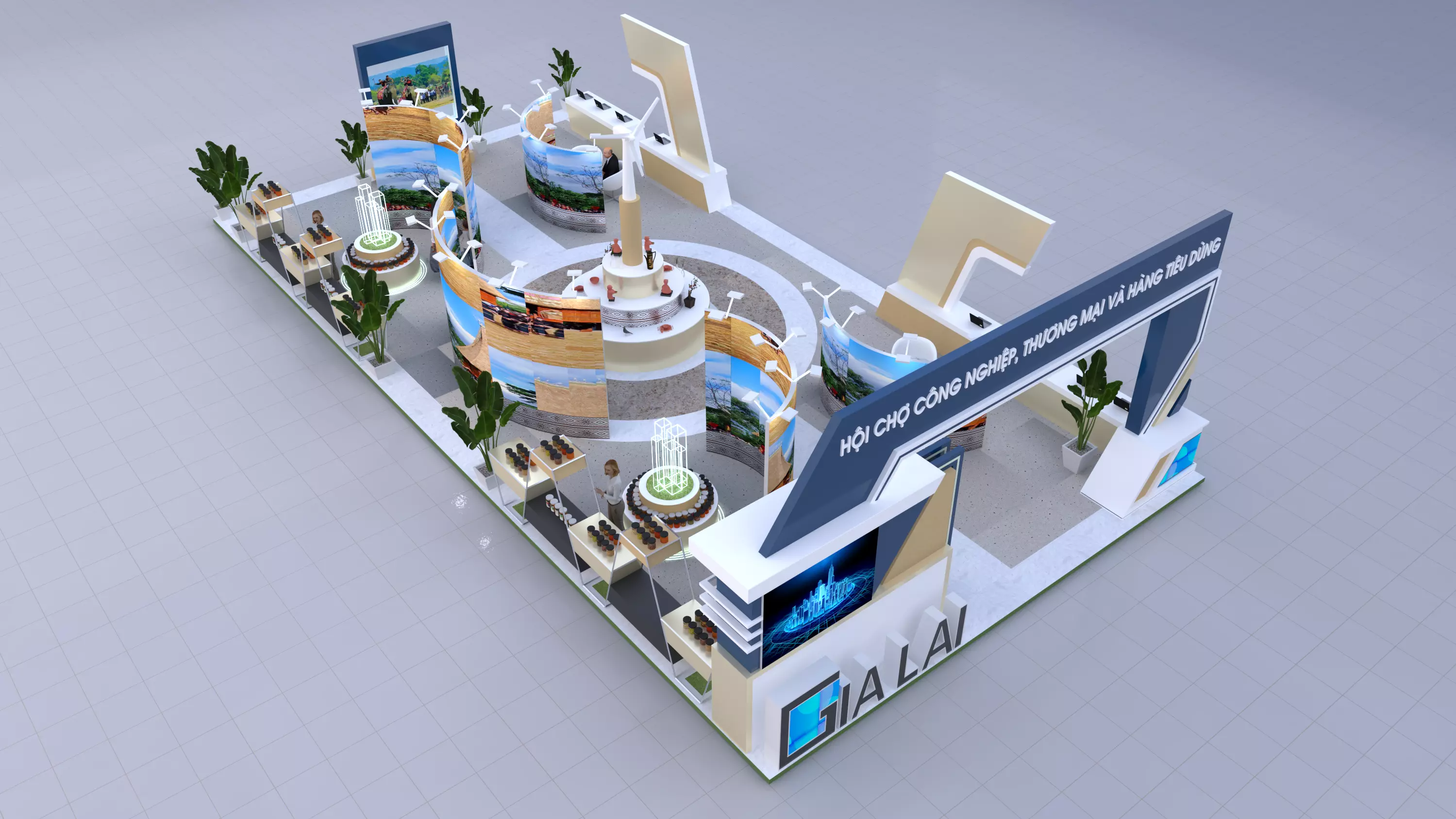 exhibition booth displaying products 3D model