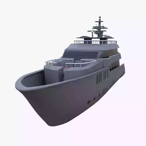 Black Luxury Motor Yacht 3D Model Game Ready Low Poly  PBR