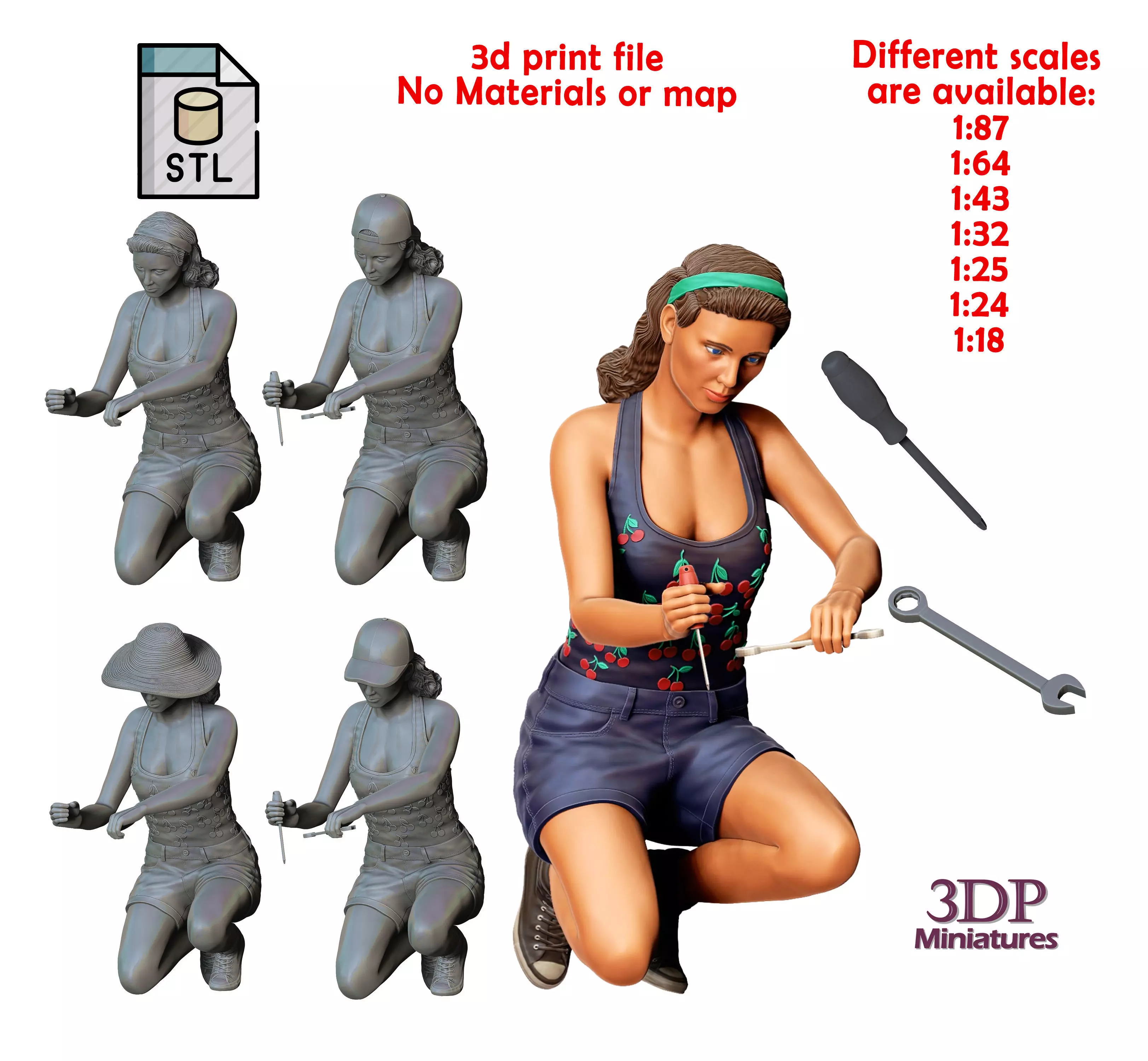 A woman working on a VW Beetle 3D print model