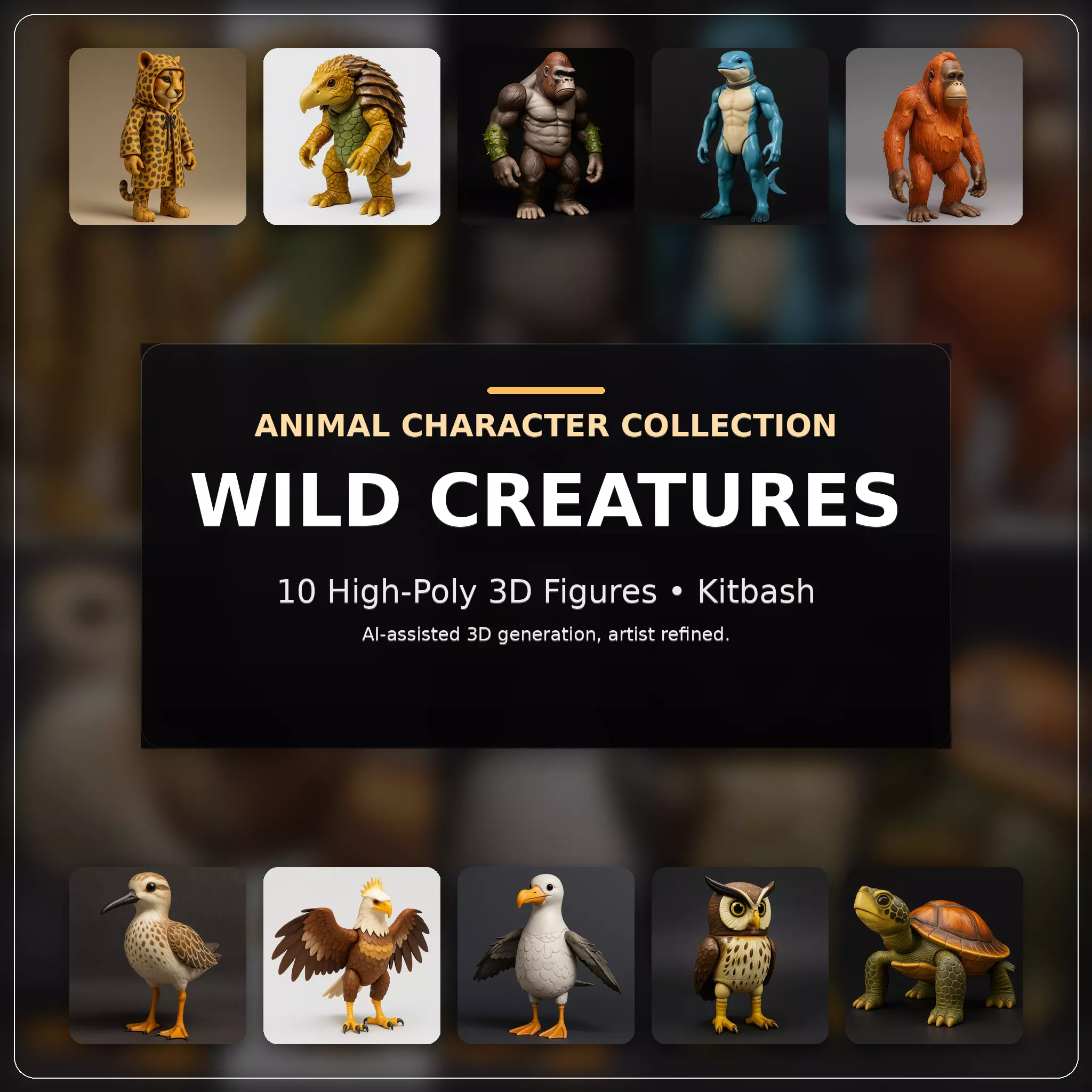Wild Creatures Animal Character Collection 3D print model